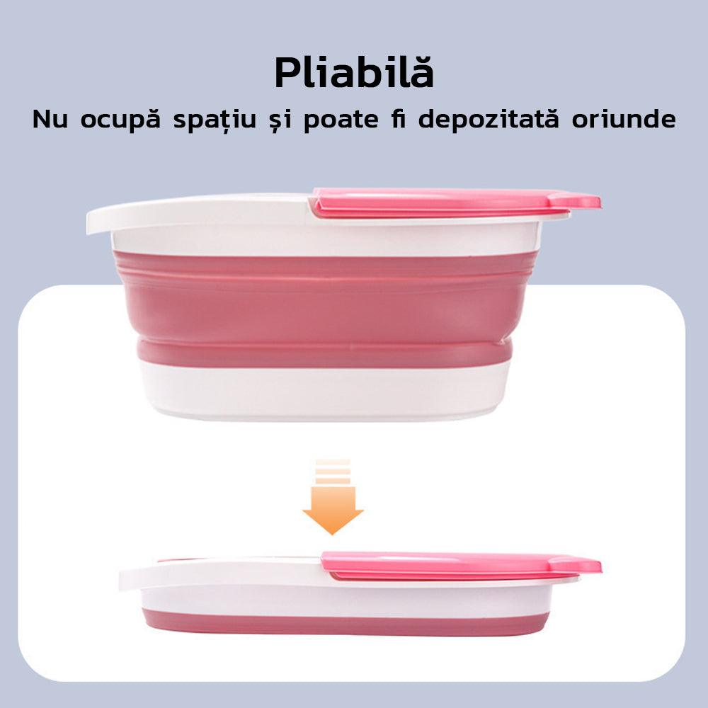 Вана за масаж на крака, сгъваем модел, преносим, поставка за телефон/чаша, силикон