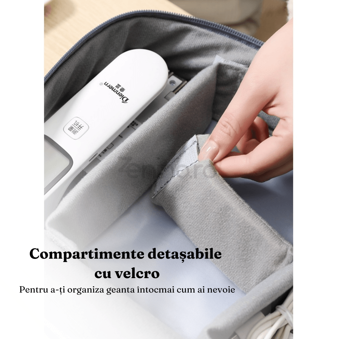 Чанта-органайзер за пътуване, водоустойчива, закопчаване с велкро, подвижни отделения, 2 ципа, сива