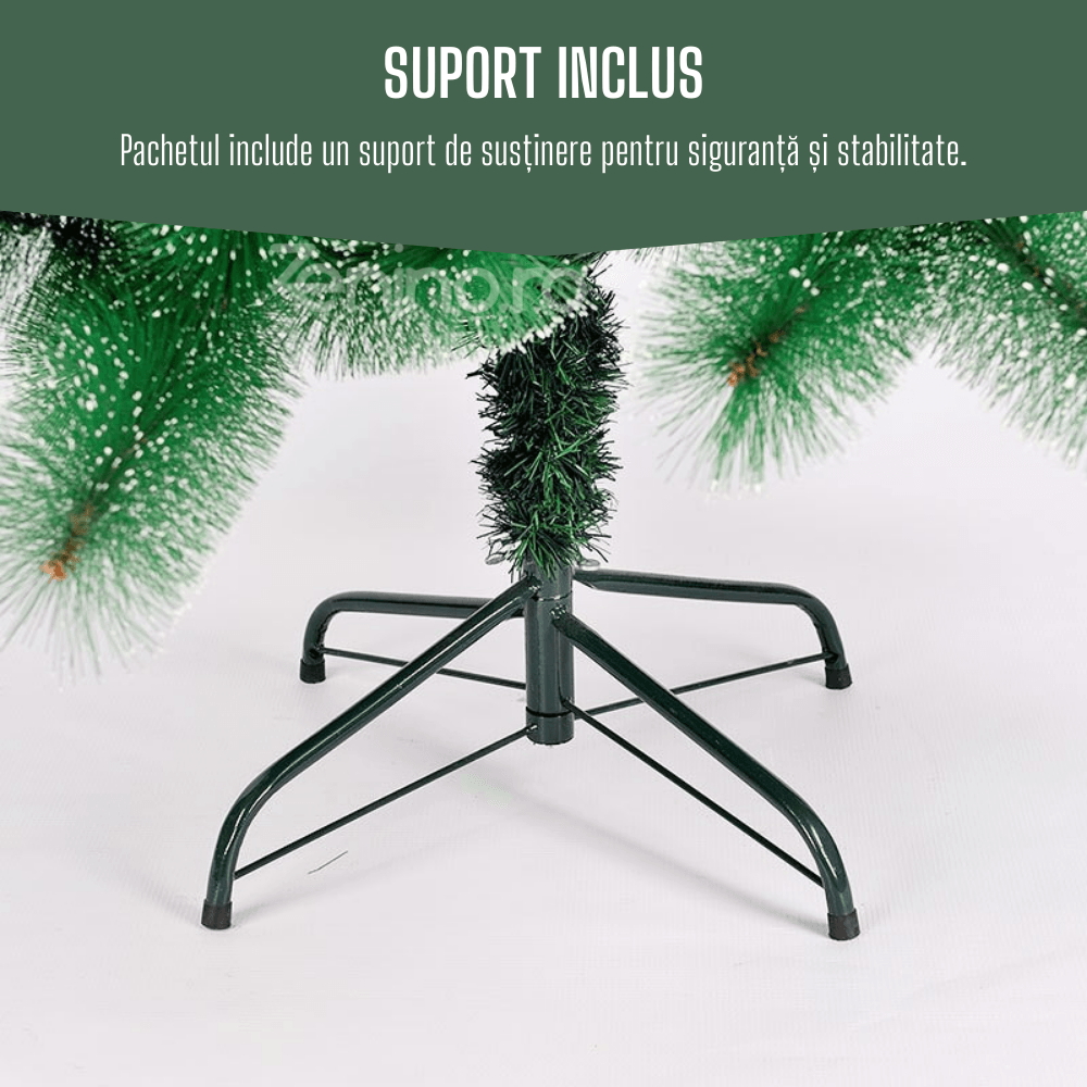 Artificial Christmas Tree, Snowy Look, Bushy Branches, Durable, Metal and Plastic Support Included, Easy to Install, Indoor and Outdoor, Green