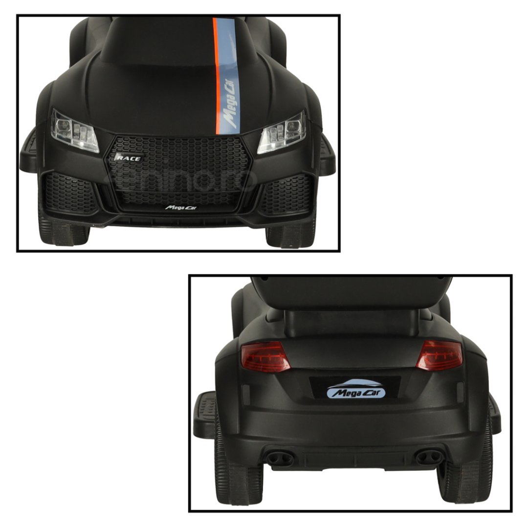 Push Car for Children, Steering Wheel, Removable Handle, Support Bars, Sounds and Lights, Battery Powered, Maximum 23 kg, Black