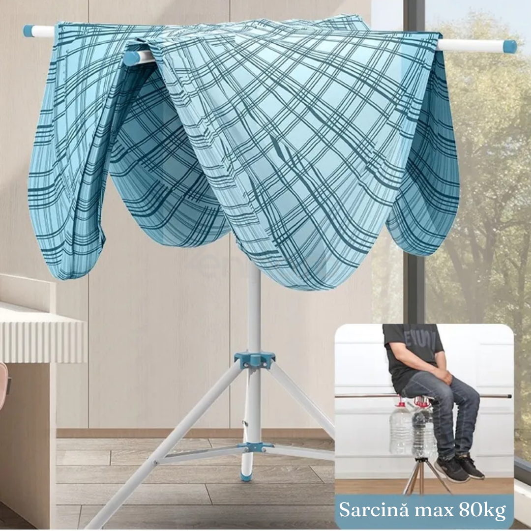 Сушилня за дрехи, тип чадър, 4 рамена, за вътрешна и външна употреба, неплъзгаща се опора, алуминий, височина между 108-165 см