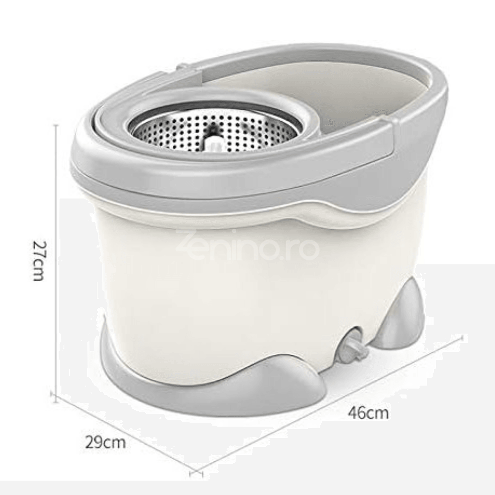 Rotating Mop Set, Dual Action, Telescopic Handle, 2 Cotton Heads, Foldable Model, 46x27x29cm, White