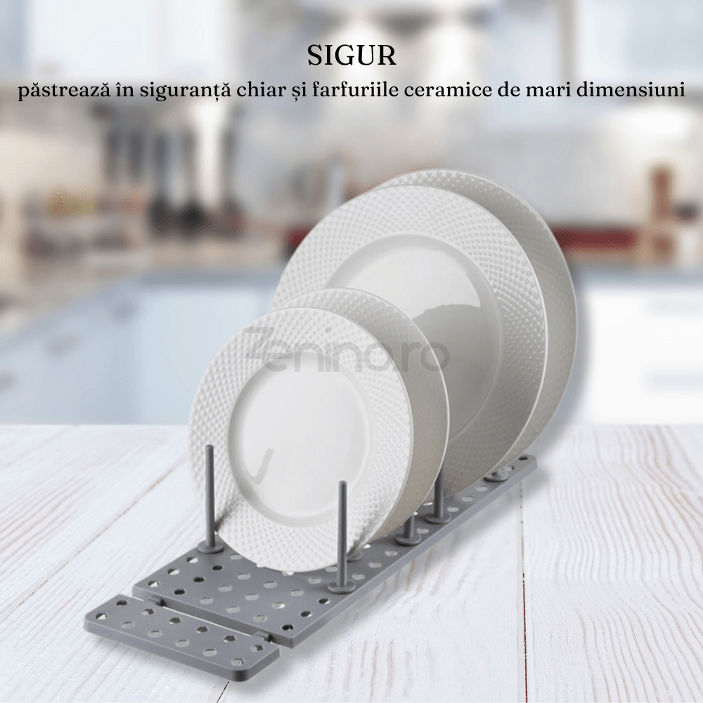 Kitchen Organization Rack, 6 Slots, for Lids, Pans, Adjustable Configuration, Easy to Clean, Gray