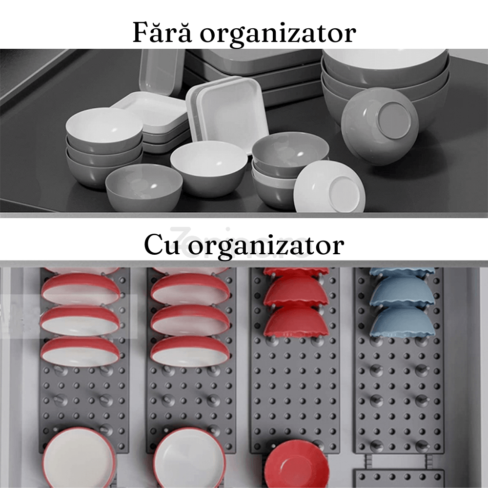Kitchen Organization Rack, 6 Slots, for Lids, Pans, Adjustable Configuration, Easy to Clean, Gray