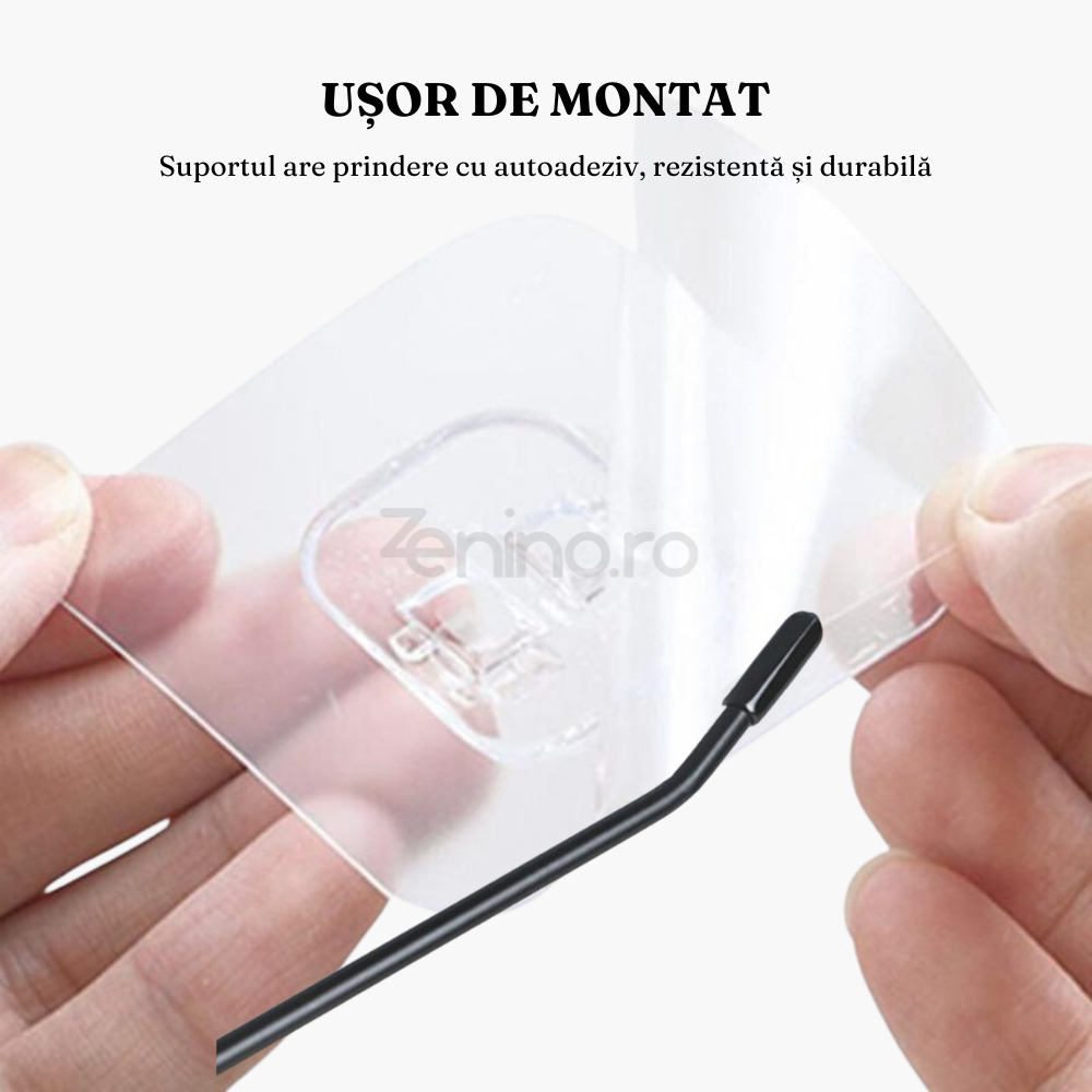 Towel/Paper Holder, Rod Type, Self-Adhesive Grip, Metallic, White/Black, 9.5x9.5x4 cm