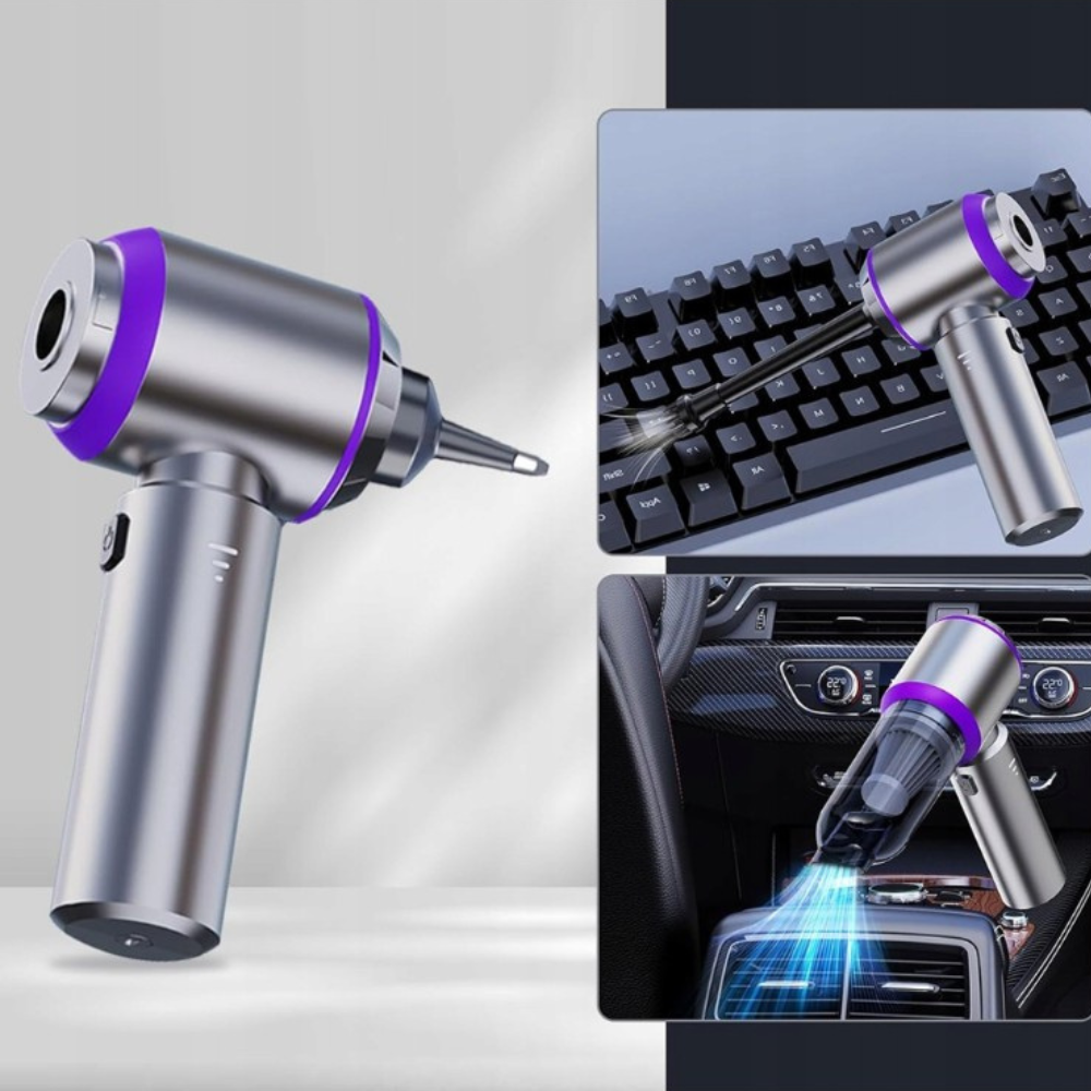 Преносима прахосмукачка за кола, 3 скорости, 100W, Hepa филтър, 2000mAh, 7 всмукателни глави, 50dB