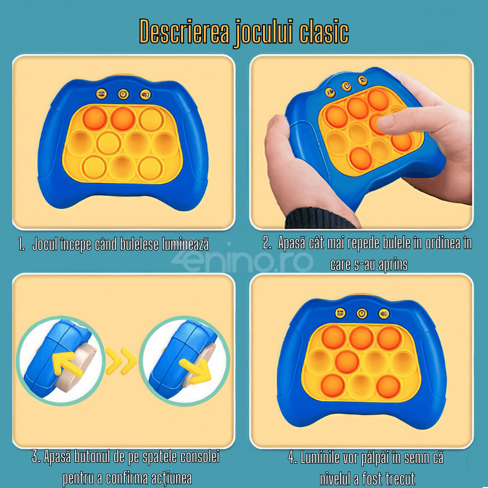 Pop It Interactive Console, 4 Game Modes, Antistress, Portable, Compact, with Batteries, Premium ABS, Silicone, for All Ages