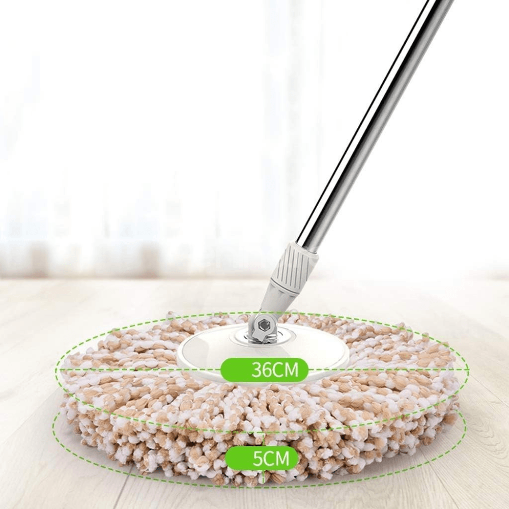Rotating Mop Set, Dual Action, Telescopic Handle, 2 Cotton Heads, Foldable Model, 46x27x29cm, White