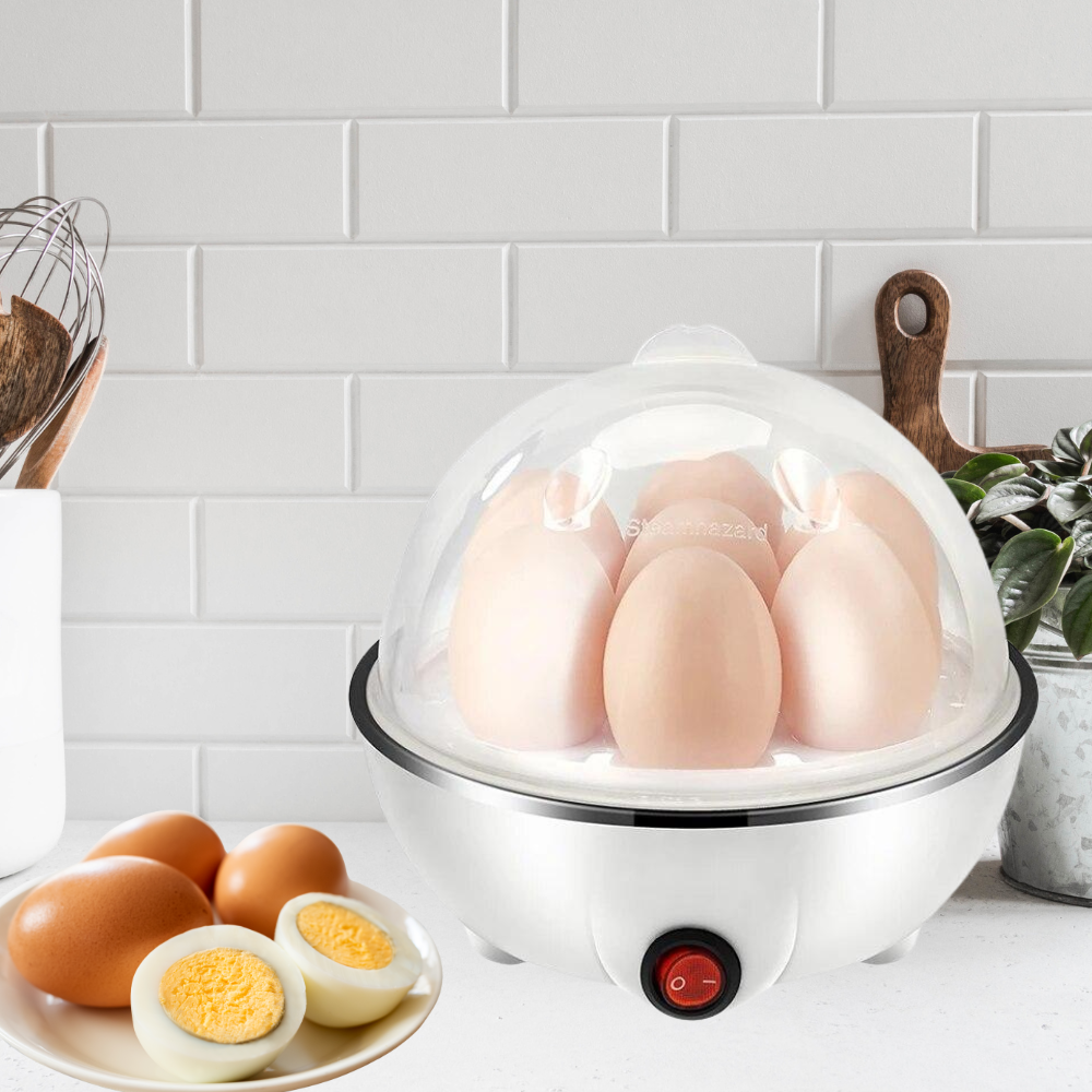 Electric Egg Boiler, Automatic Shut-Off, 3 Boiling Modes, Dispenser Cup, 220V, White