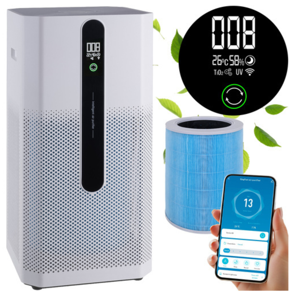 Purificator Aer, Filtru HEPA H12, Carbune Activ, Capteaza Alergeni, Acoperire 80m2