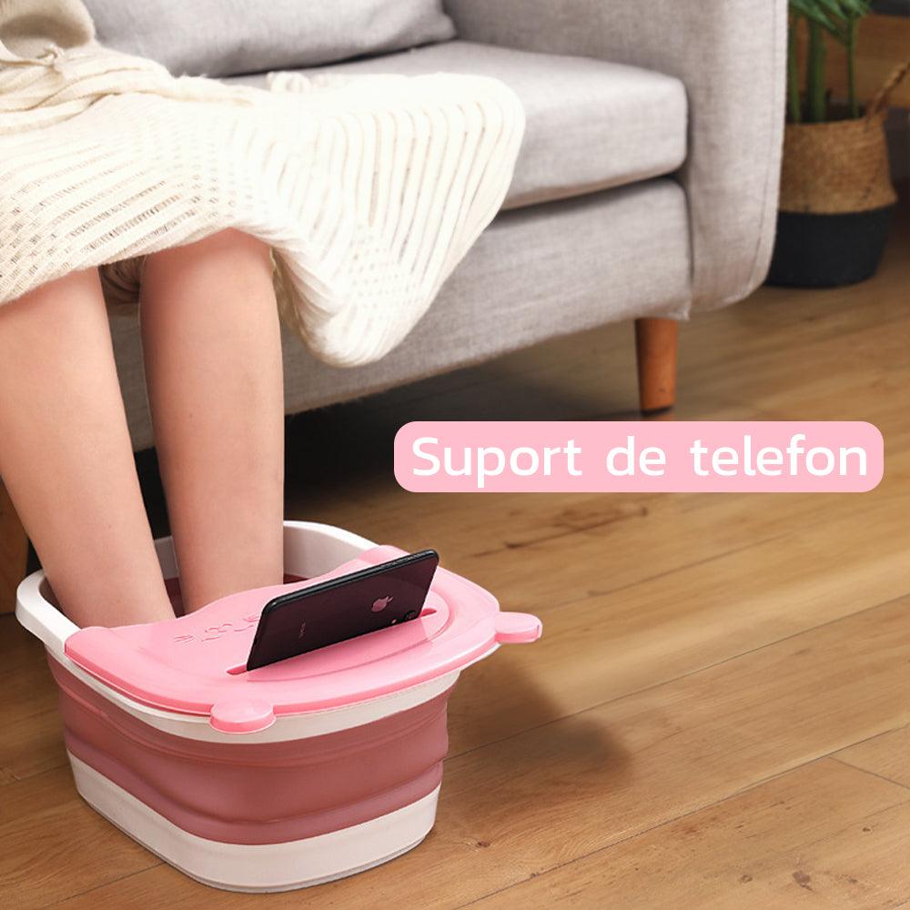 Вана за масаж на крака, сгъваем модел, преносим, поставка за телефон/чаша, силикон