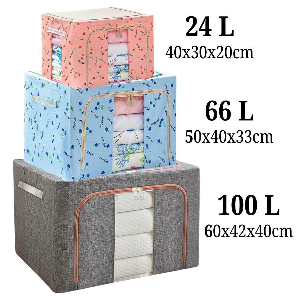 Cutie de Depozitare, Model Buline, Pliabil, Capacitate 24L-100L, Material Textil, cu Fermoar