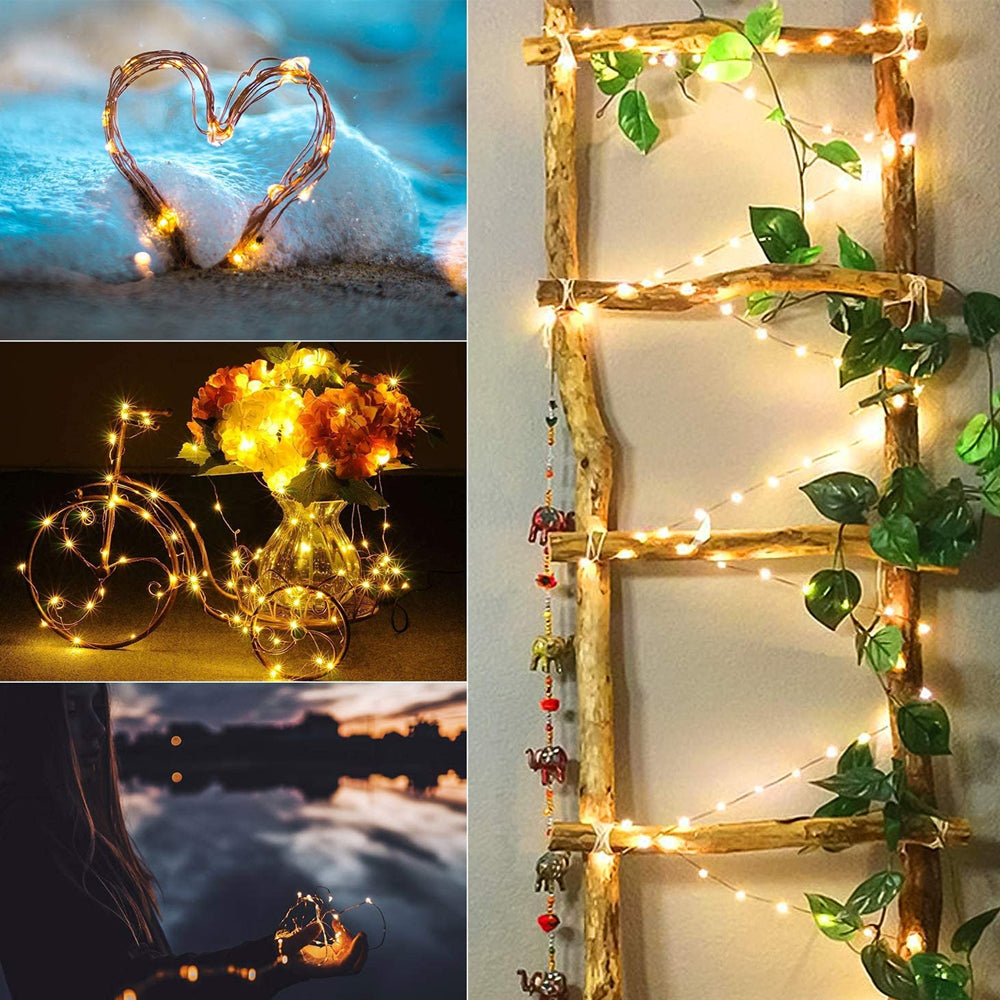 Instalatie Craciun Liniara, 3m/10m/20m, Fir Cupru, Fairy Lights, 2 Jocuri Lumini, Baterii