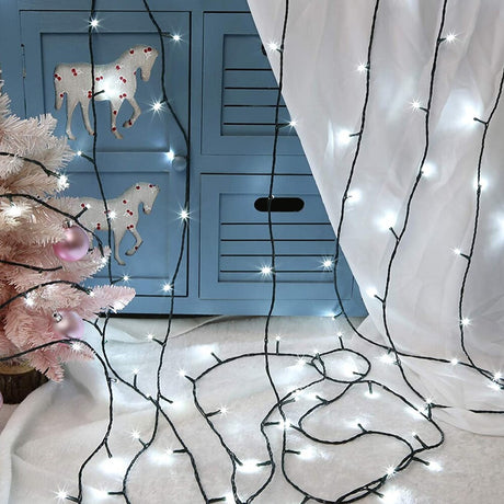 Instalatie Craciun Liniara, 1m/3m/5m/10m, IP20, 2 Jocuri de Lumini, Fir Verde, Baterii
