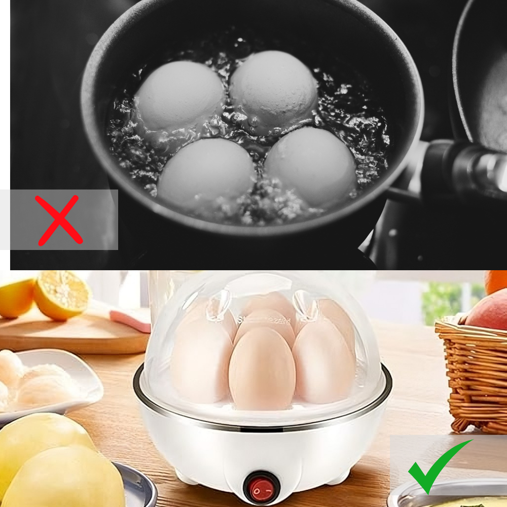 Electric Egg Boiler, Automatic Shut-Off, 3 Boiling Modes, Dispenser Cup, 220V, White