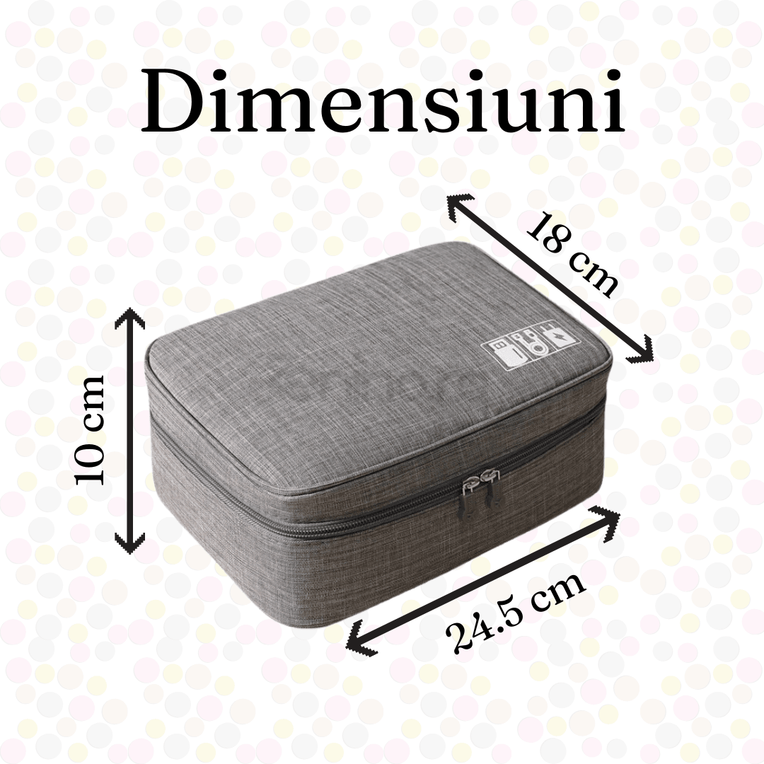 Чанта-органайзер за пътуване, водоустойчива, закопчаване с велкро, подвижни отделения, 2 ципа, сива