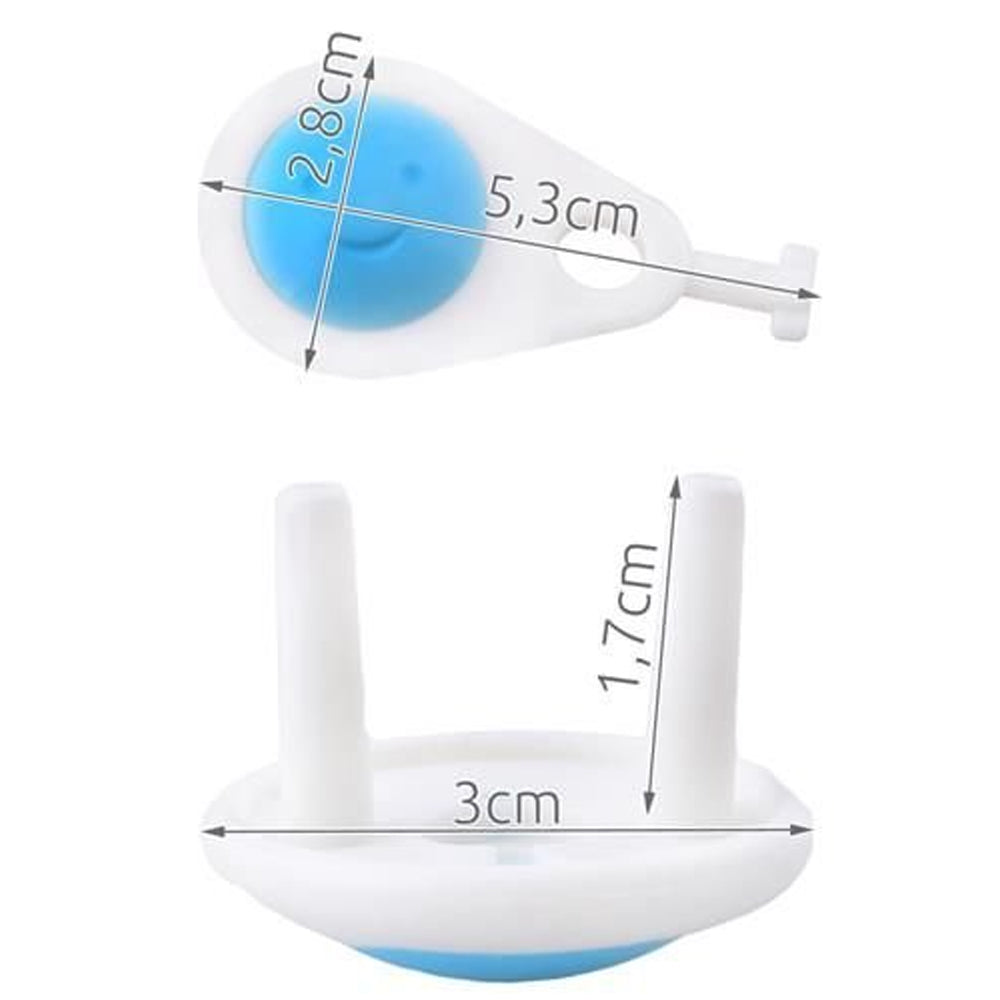 Set of 6 Socket Protectors, Baby and Child Safety, Key, Easy Installation, White/Blue