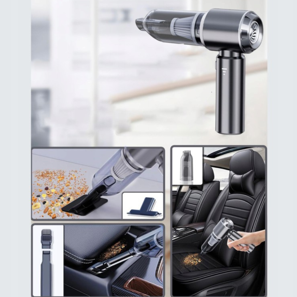 Преносима прахосмукачка за кола, 3 скорости, 100W, Hepa филтър, 2000mAh, 7 всмукателни глави, 50dB