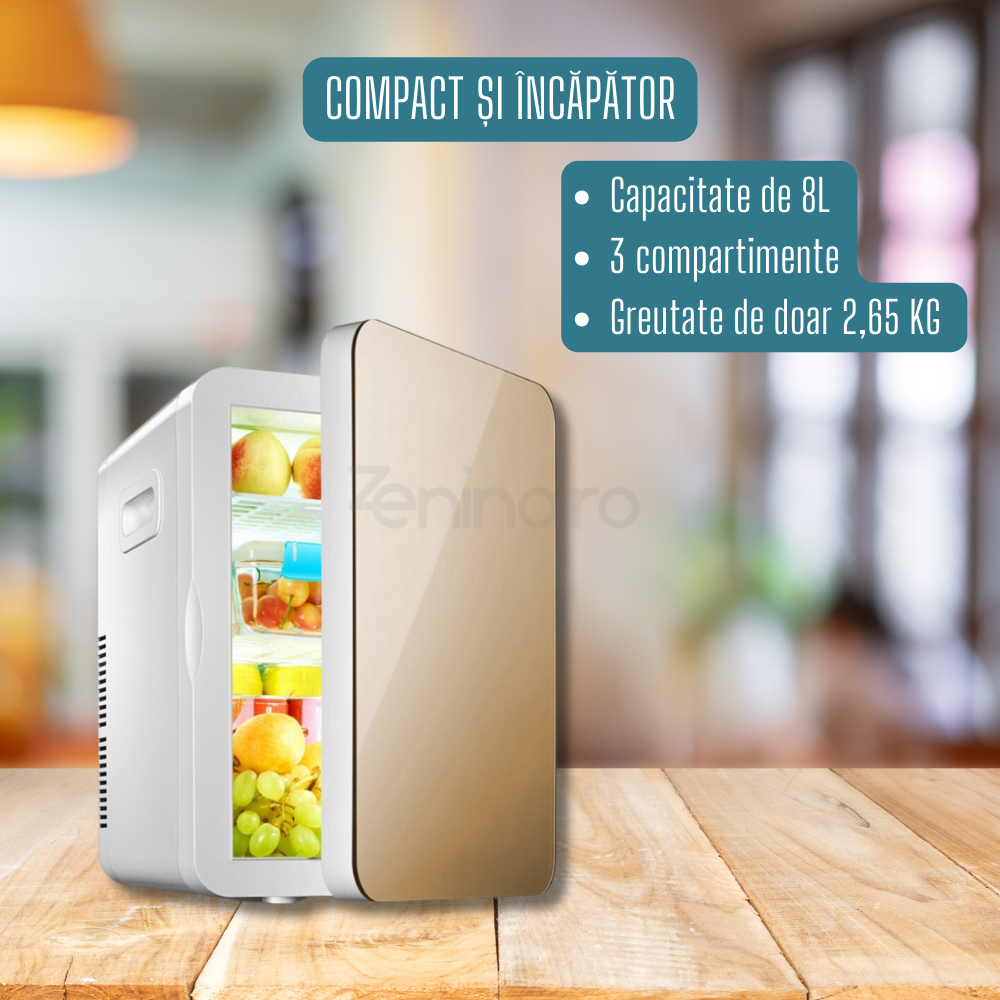 8L Portable Mini Refrigerator, Heating and Cooling Function, for Food and Cosmetics