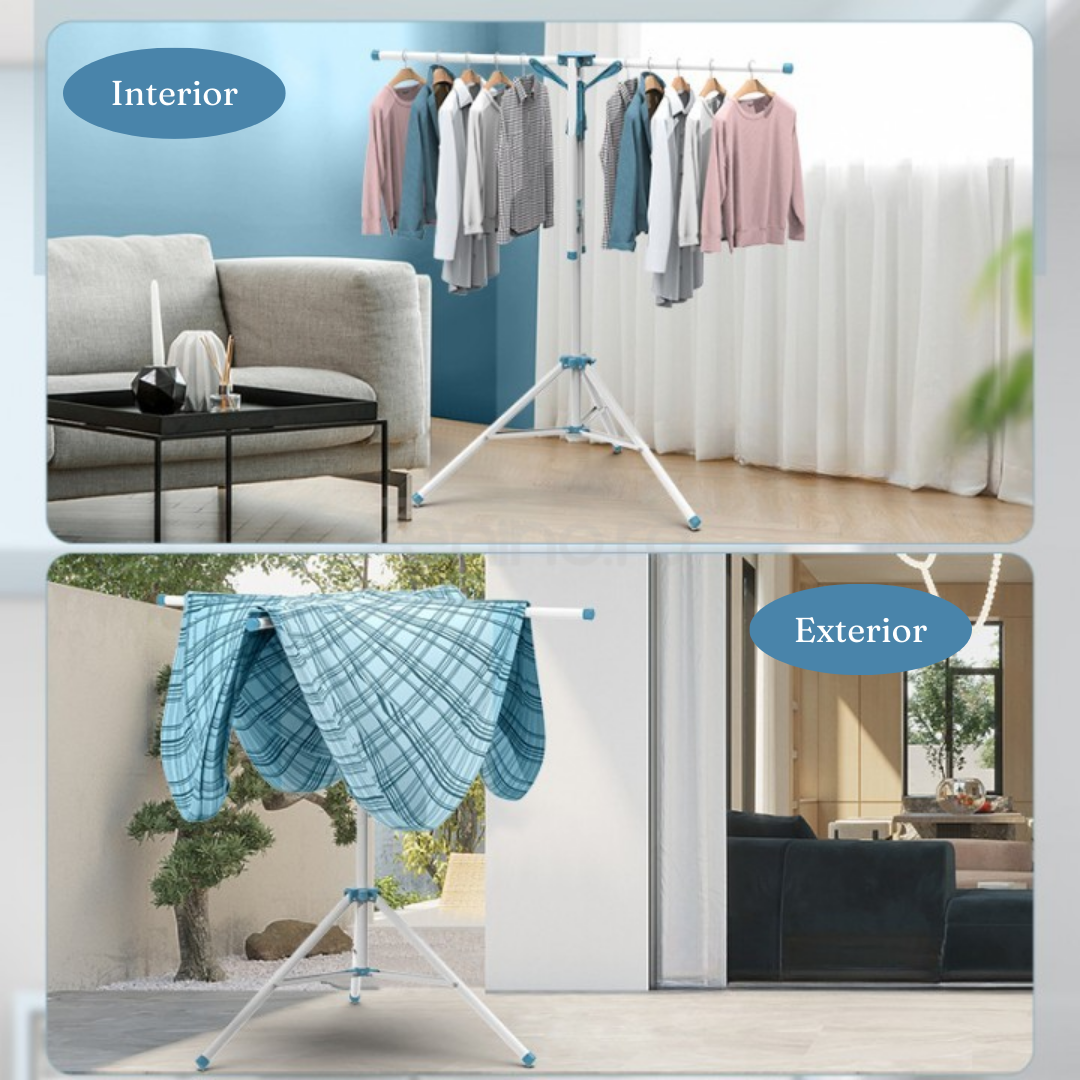 Сушилня за дрехи, тип чадър, 4 рамена, за вътрешна и външна употреба, неплъзгаща се опора, алуминий, височина между 108-165 см