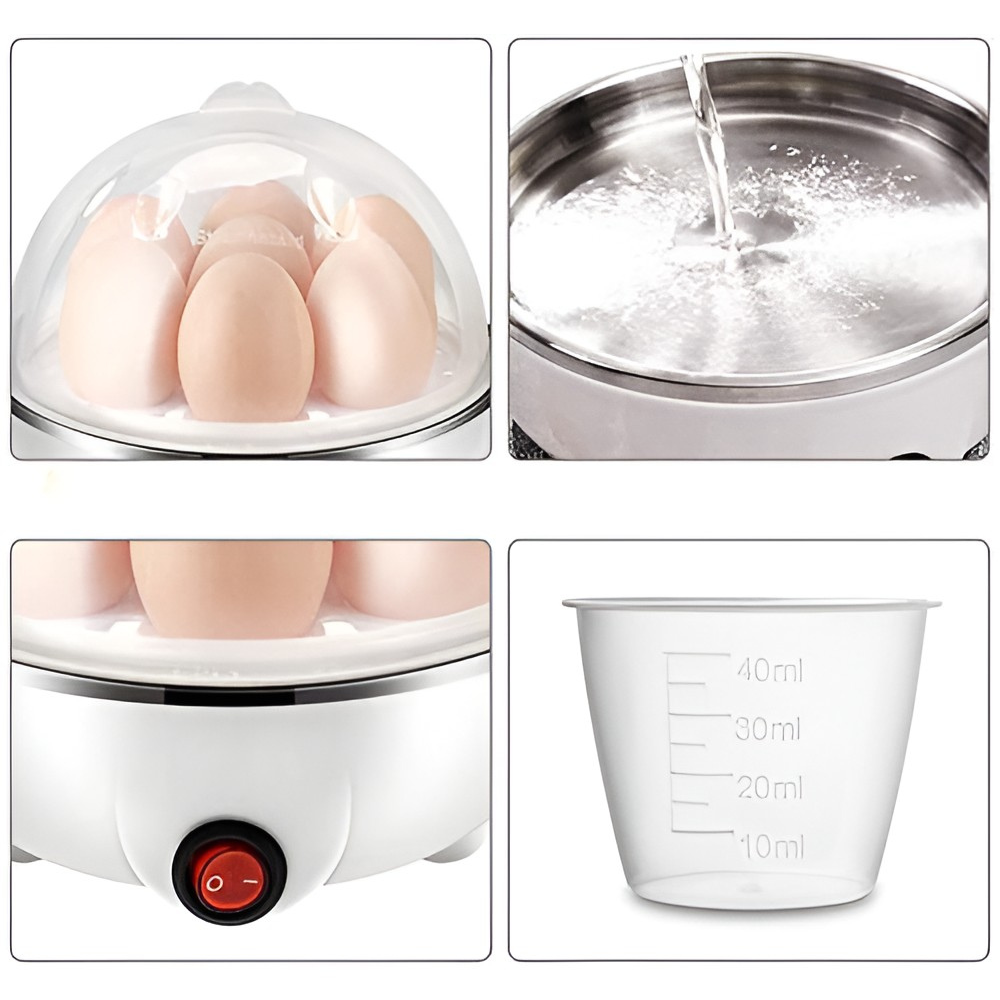Electric Egg Boiler, Automatic Shut-Off, 3 Boiling Modes, Dispenser Cup, 220V, White