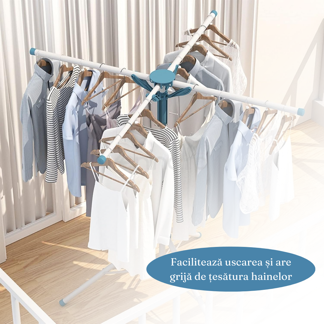 Сушилня за дрехи, тип чадър, 4 рамена, за вътрешна и външна употреба, неплъзгаща се опора, алуминий, височина между 108-165 см