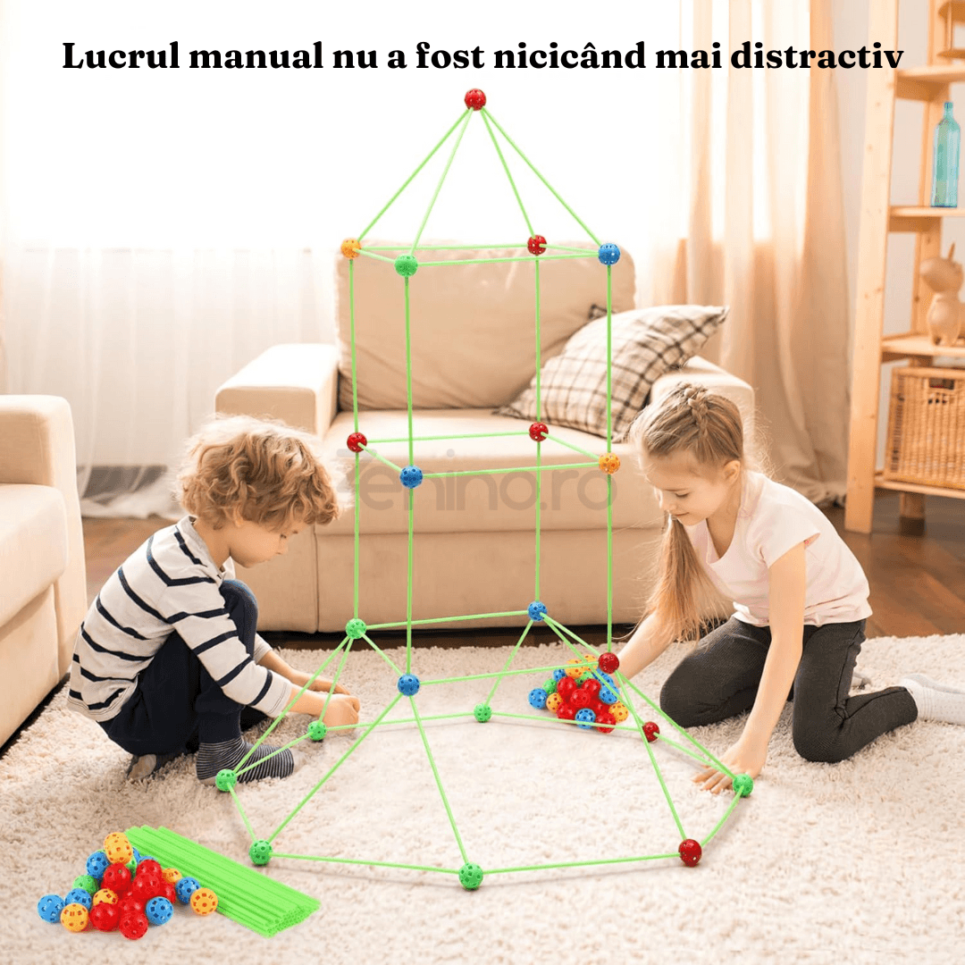 3D Конструктор с 87 части, Палатка, Крепост, за деца, За вътрешна/външна употреба