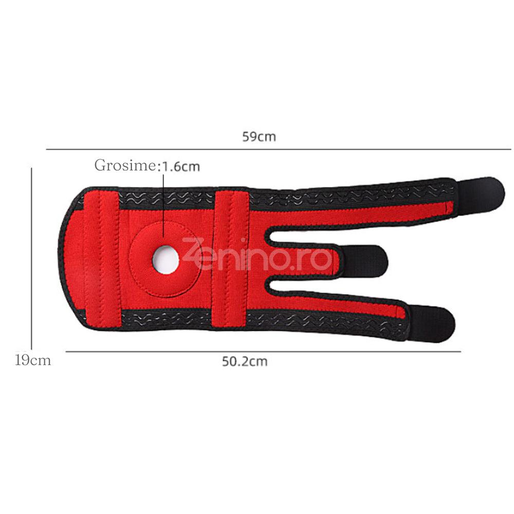 Knee Brace with 3 Attachments, Adjustable Straps, Universal Size, Velcro Attachment, EVA Sponge, Black/Red