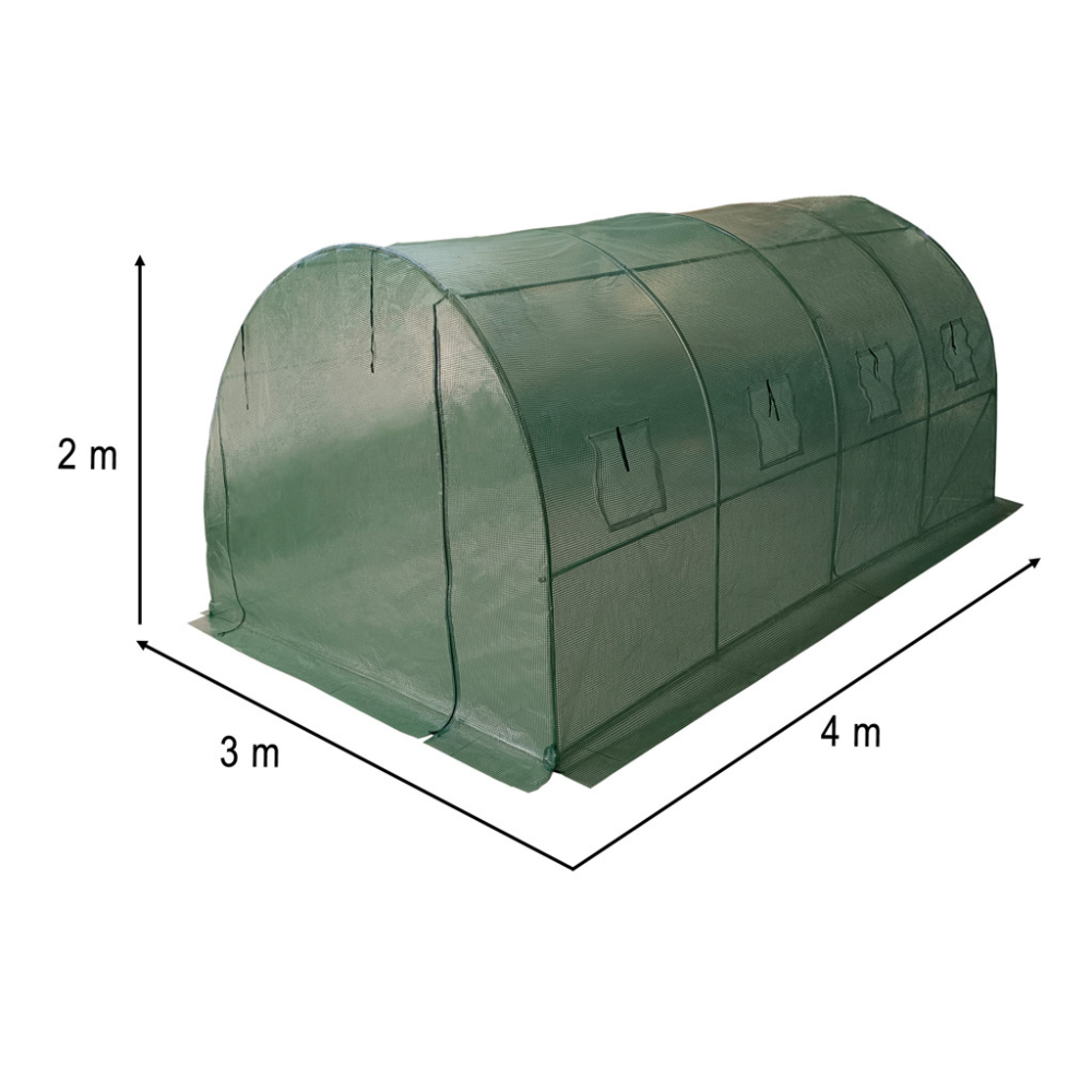 Solar de Gradina, pentru Plante/Legume, Structura Otel, cu Ferestre, Folie Plasa PE 130g/m, Verde