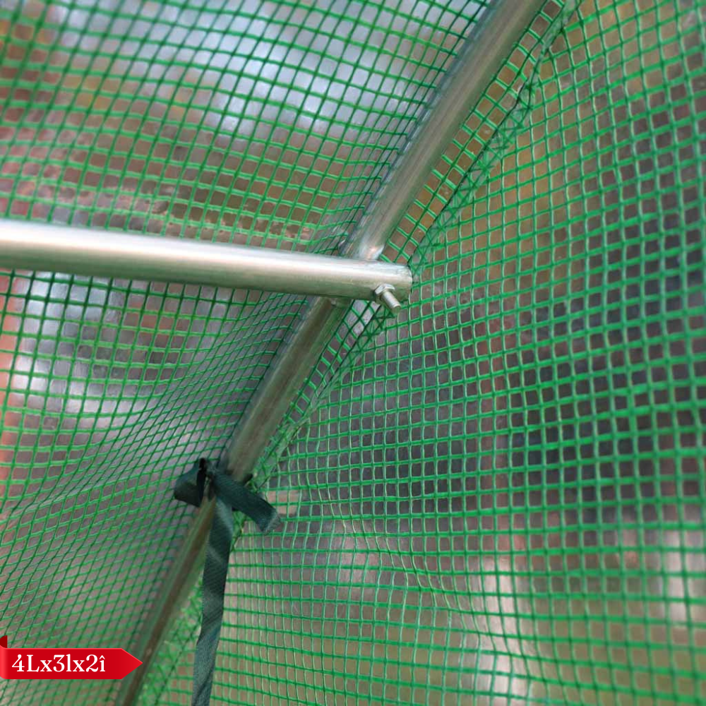 Solar de Gradina, pentru Plante/Legume, Structura Otel, cu Ferestre, Folie Plasa PE 130g/m, Verde