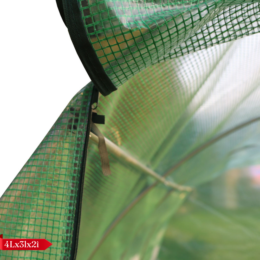 Solar de Gradina, pentru Plante/Legume, Structura Otel, cu Ferestre, Folie Plasa PE 130g/m, Verde