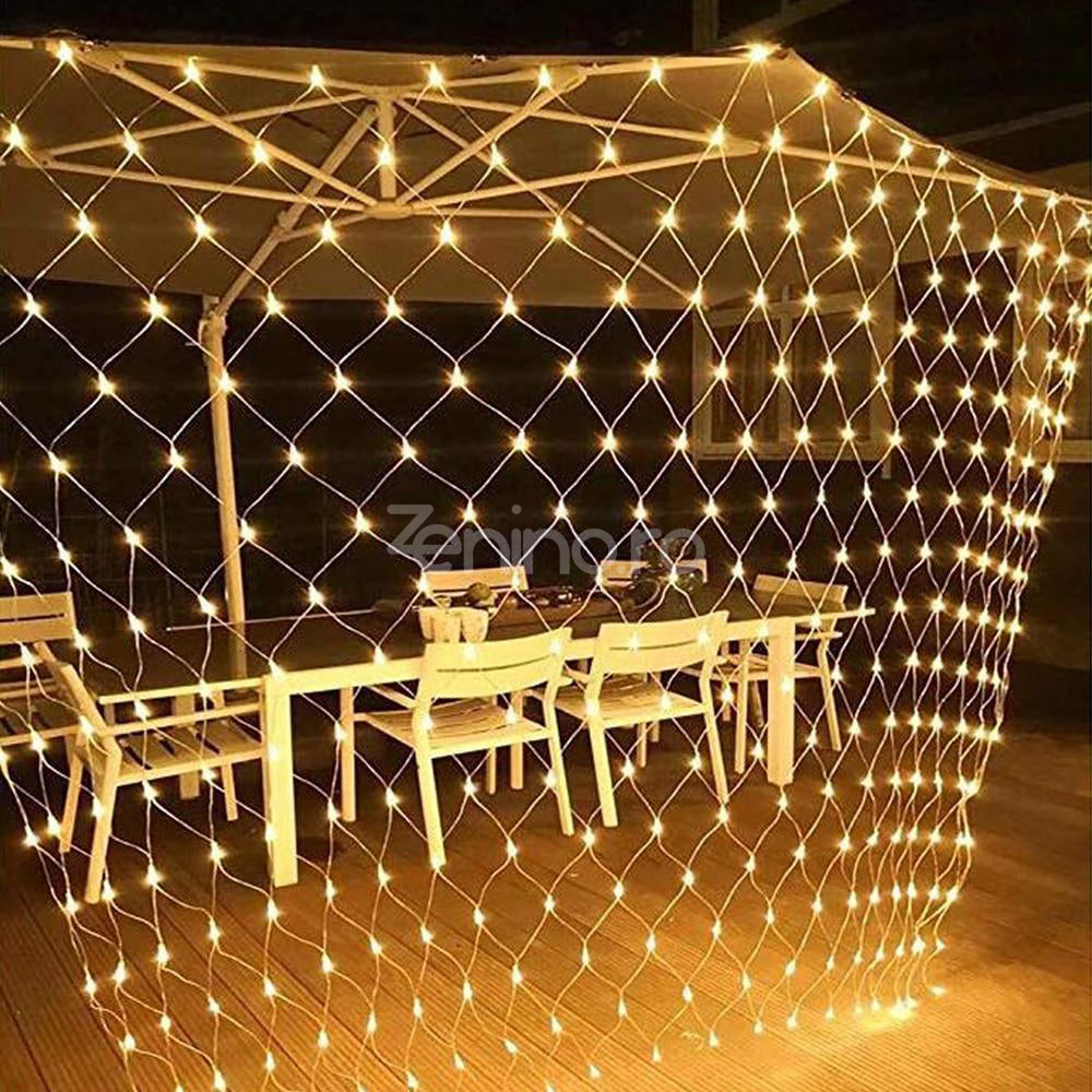 Instalatie de Craciun, Tip Plasa, Becuri LED, 8 Jocuri de Lumini, Interconectabila, Fir Transparent, Prelungitor 1.5m, Alb Cald, Rece, Multicolor