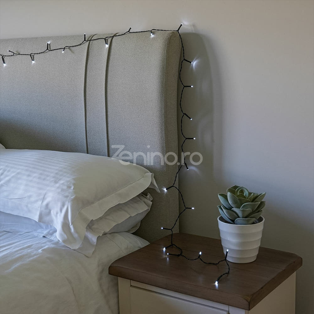 Instalatie de Craciun, Liniara, Becuri LED, Multicolor, 8 Jocuri de Lumini, Fir Negru, 220V, Controler