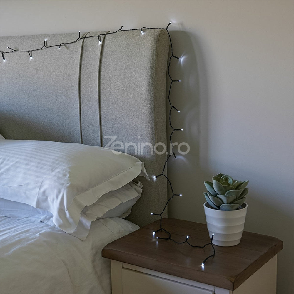Instalatie de Craciun, Liniara, Becuri LED, Multicolor, 8 Jocuri de Lumini, Fir Negru, 220V, Controler