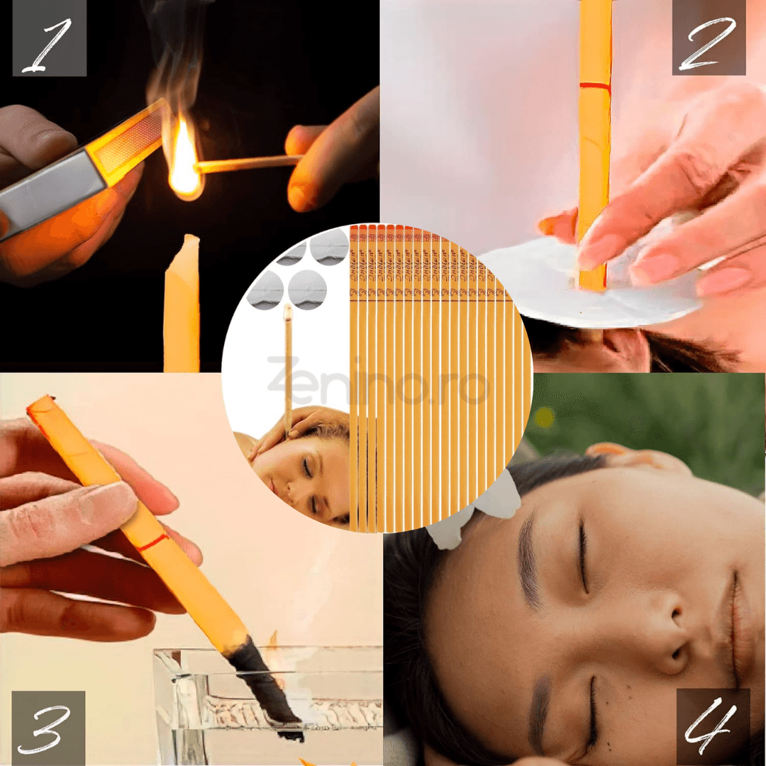 Set of 10 Ear Candles, Natural Wax, 100% Cotton, Essential Oils, Easy to Use, Effective