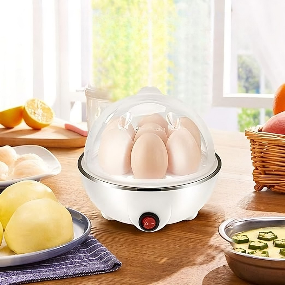 Electric Egg Boiler, Automatic Shut-Off, 3 Boiling Modes, Dispenser Cup, 220V, White