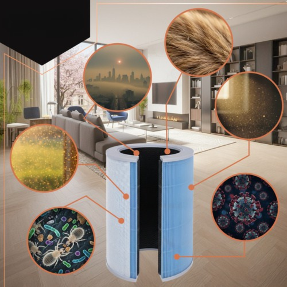 Purificator Aer, Filtru HEPA H12, Carbune Activ, Capteaza Alergeni, Acoperire 80m2