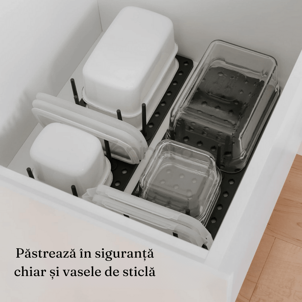 Kitchen Organization Rack, 6 Slots, for Lids, Pans, Adjustable Configuration, Easy to Clean, Gray