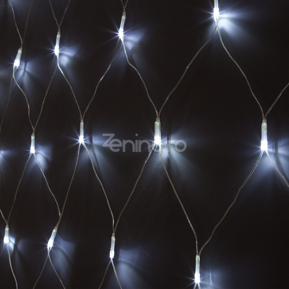 Instalatie de Craciun, Tip Plasa, Becuri LED, 8 Jocuri de Lumini, Interconectabila, Fir Transparent, Prelungitor 1.5m, Alb Cald, Rece, Multicolor