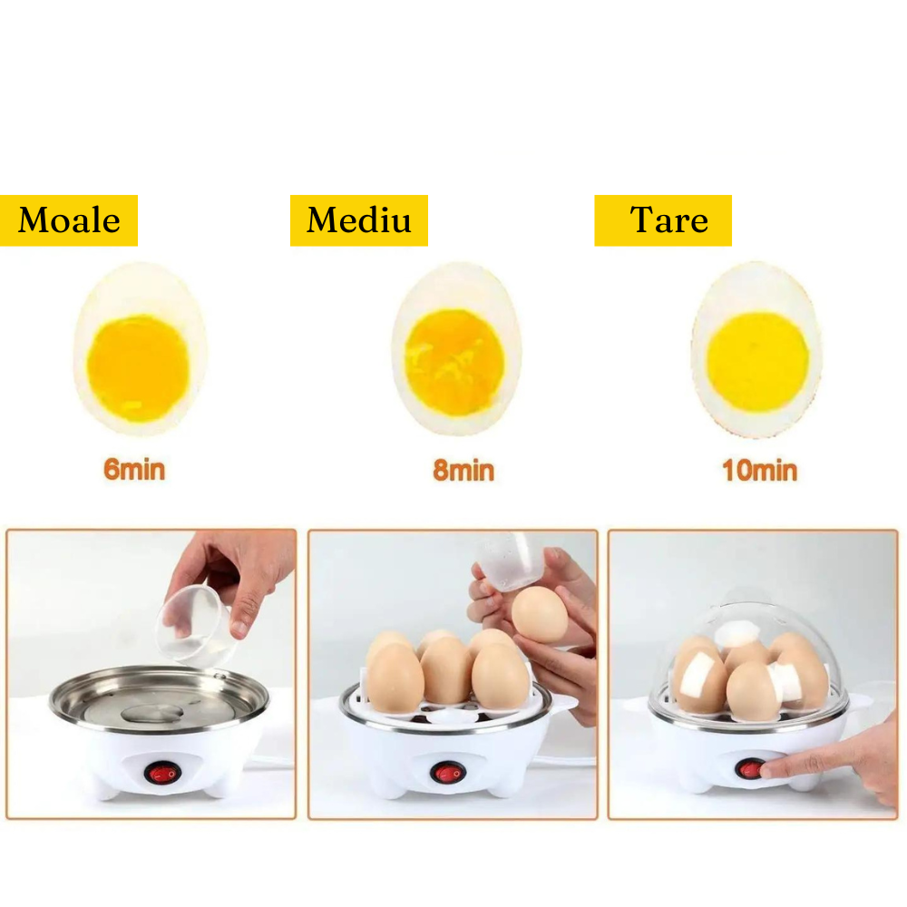 Electric Egg Boiler, Automatic Shut-Off, 3 Boiling Modes, Dispenser Cup, 220V, White