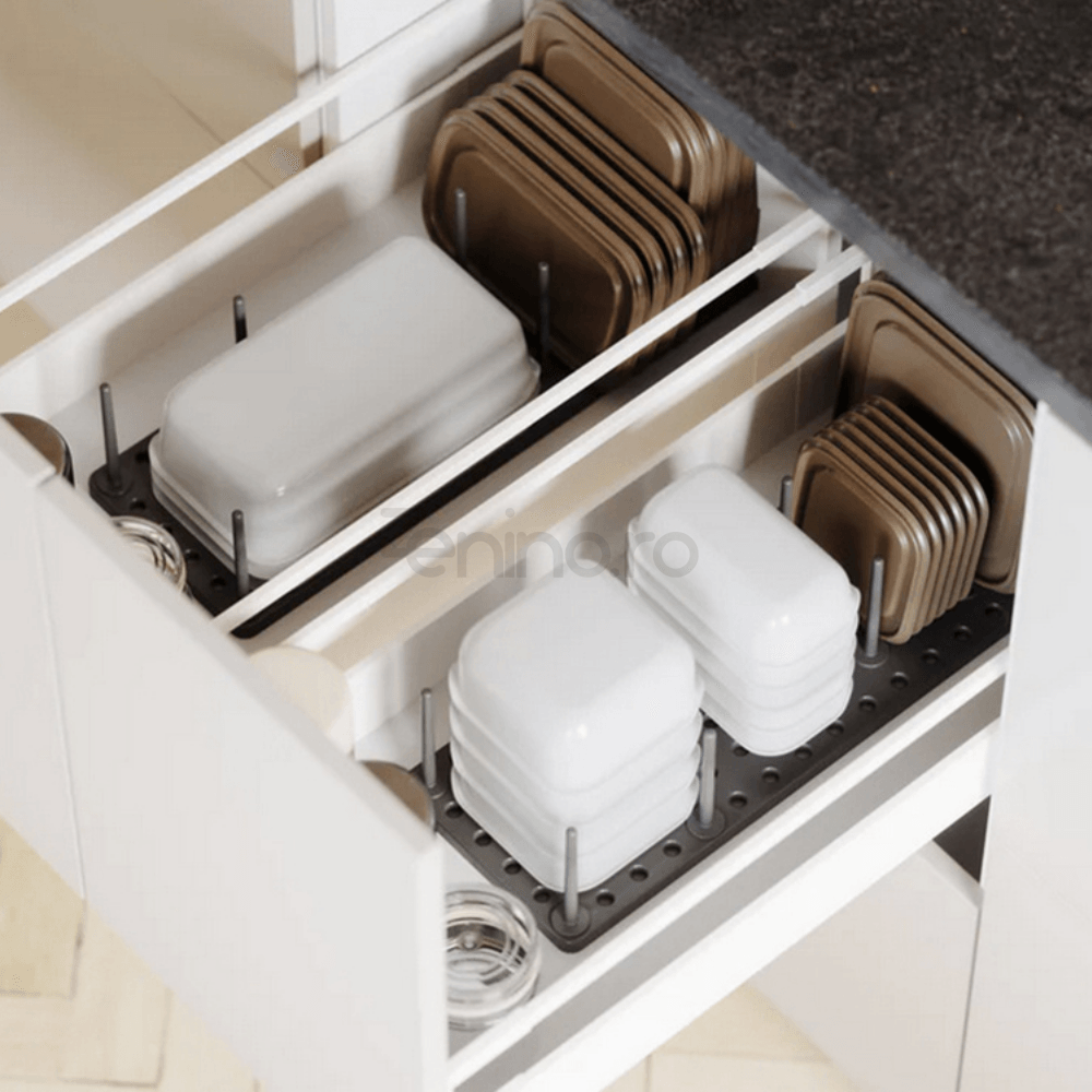 Kitchen Organization Rack, 6 Slots, for Lids, Pans, Adjustable Configuration, Easy to Clean, Gray