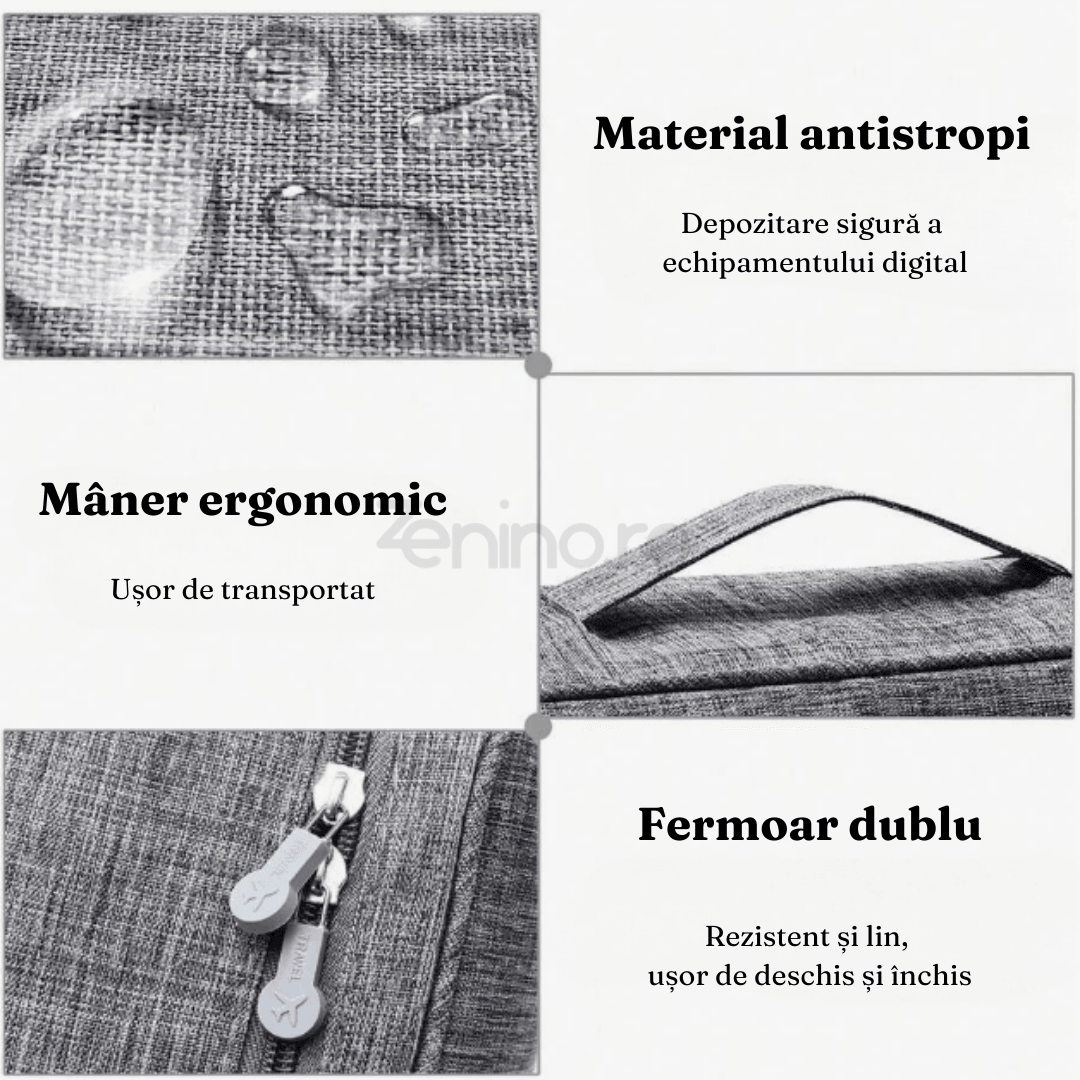 Чанта-органайзер за пътуване, водоустойчива, закопчаване с велкро, подвижни отделения, 2 ципа, сива