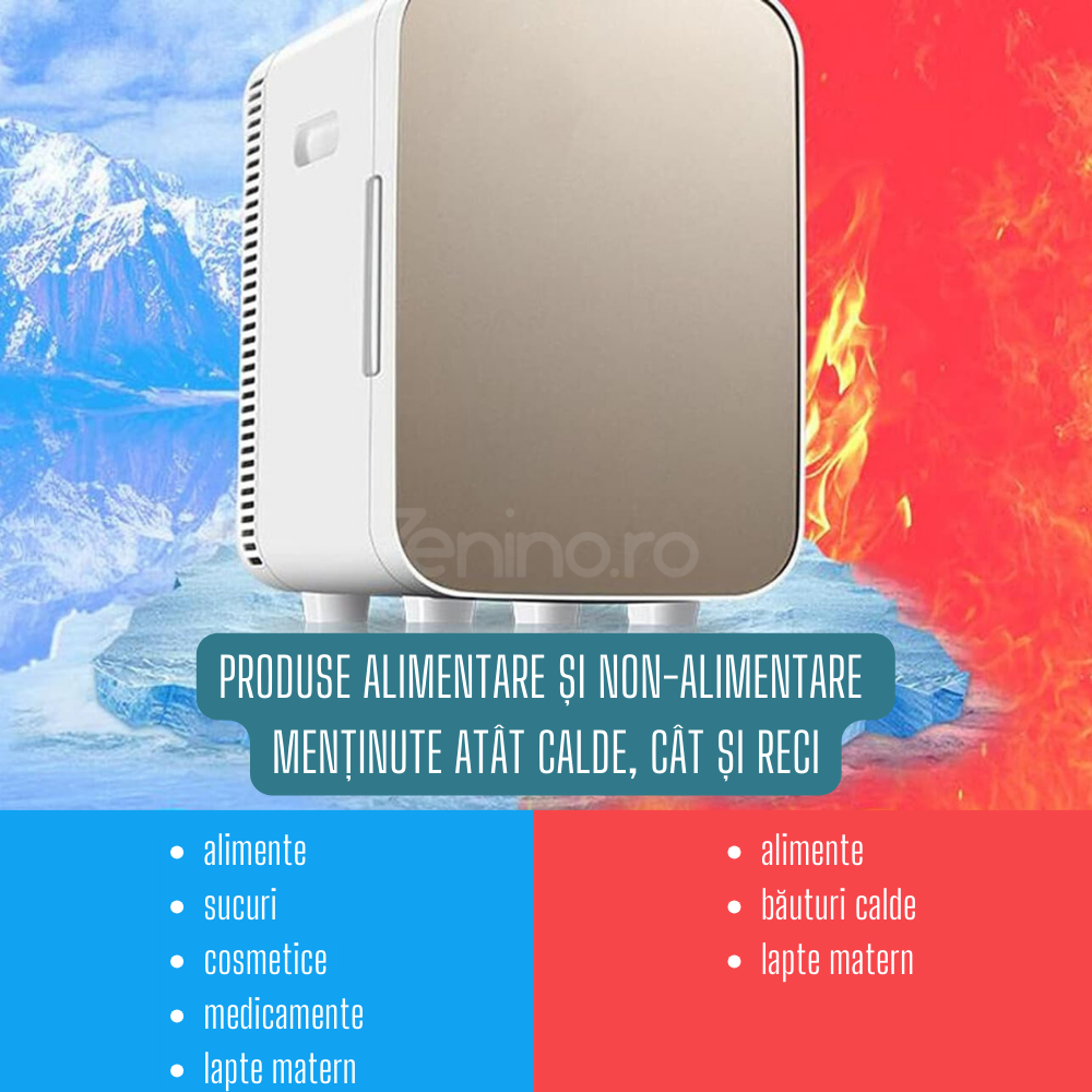 8L Portable Mini Refrigerator, Heating and Cooling Function, for Food and Cosmetics