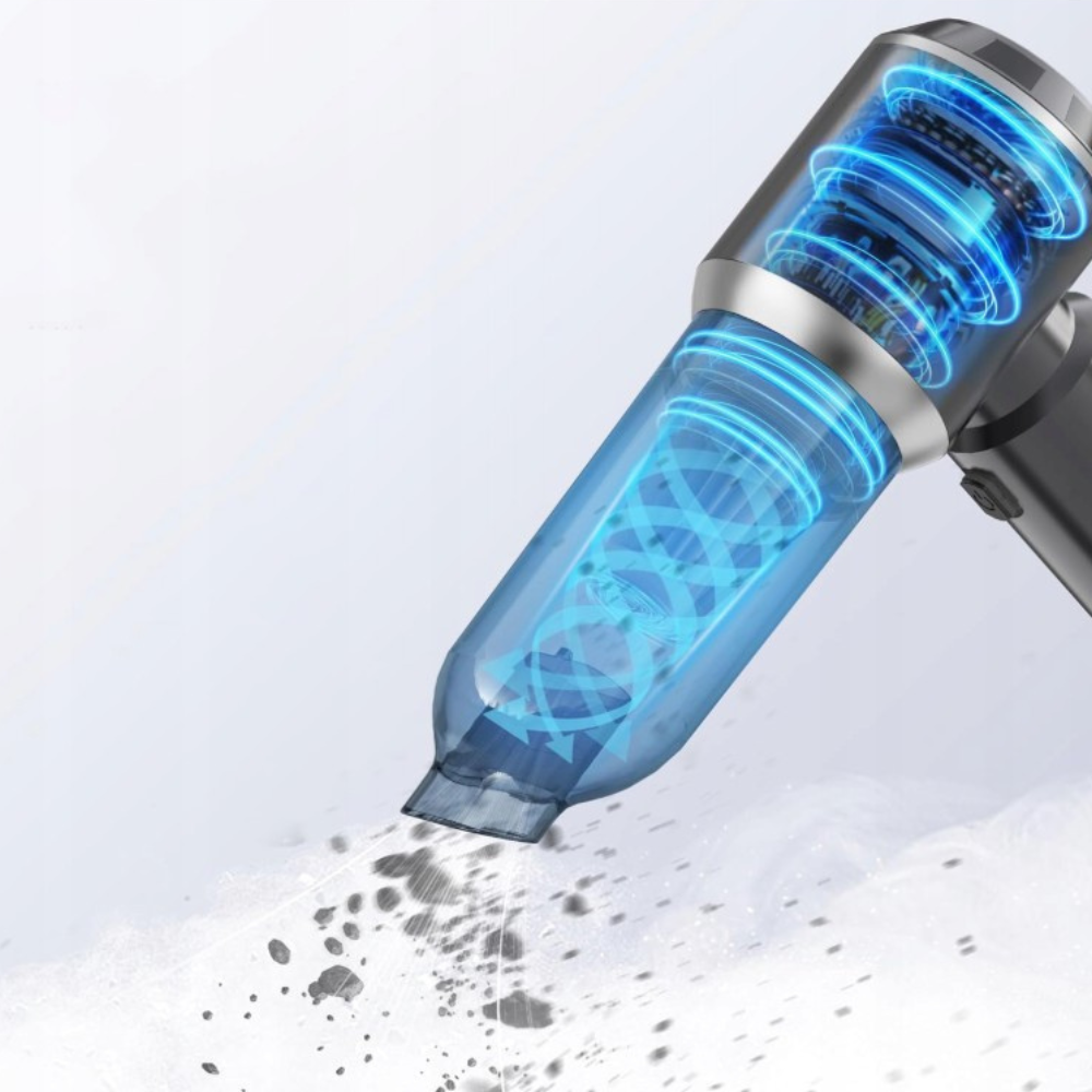 Преносима прахосмукачка за кола, 3 скорости, 100W, Hepa филтър, 2000mAh, 7 всмукателни глави, 50dB