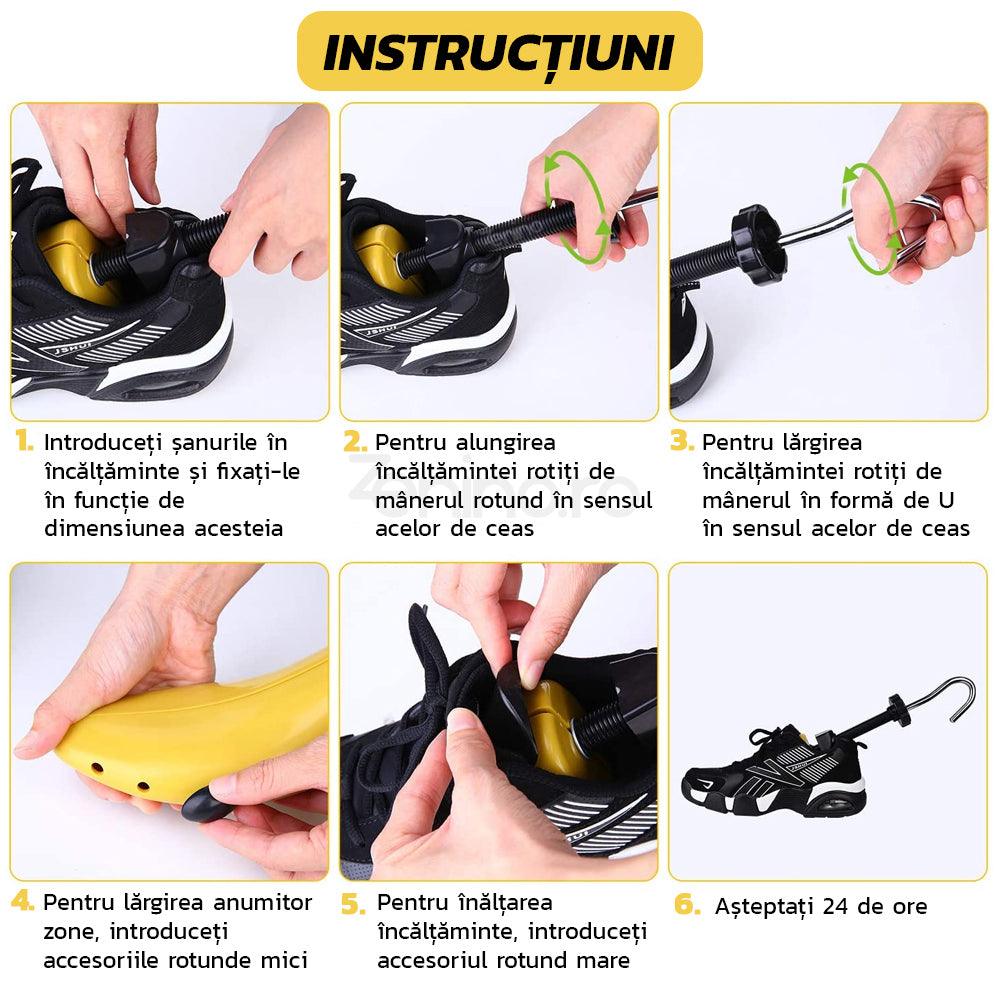 Set 2 Sanuri/Calapoade Reglabile pentru Pantofi, Largire si Alungire, Marime