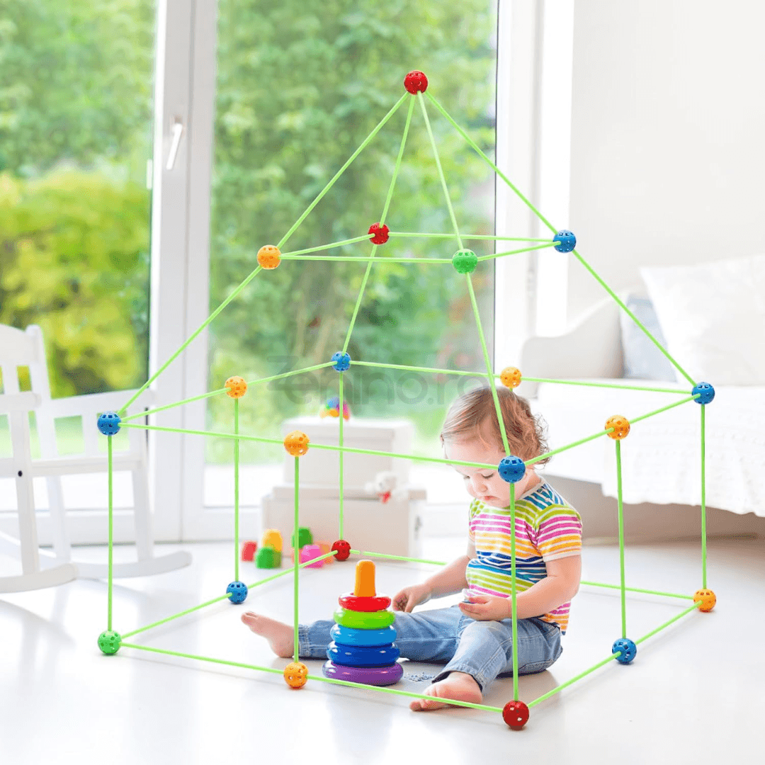 3D Конструктор с 87 части, Палатка, Крепост, за деца, За вътрешна/външна употреба