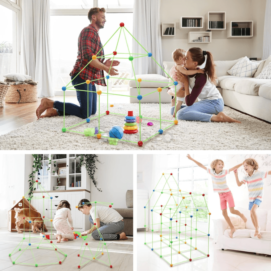 Set Constructie 3D 87 Piese, Cort, Fortareata, pentru Copii, Interior/Exterior