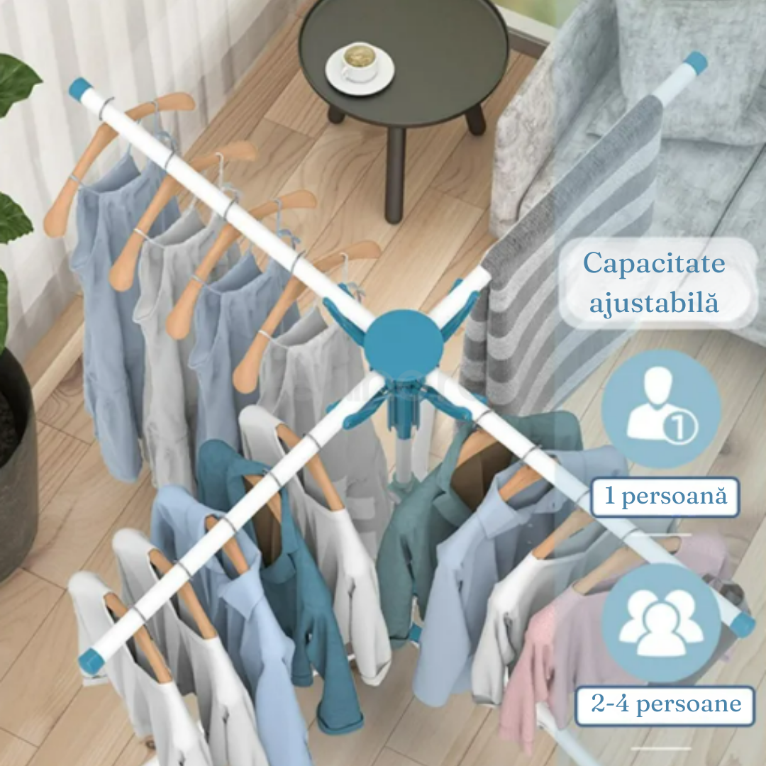 Сушилня за дрехи, тип чадър, 4 рамена, за вътрешна и външна употреба, неплъзгаща се опора, алуминий, височина между 108-165 см