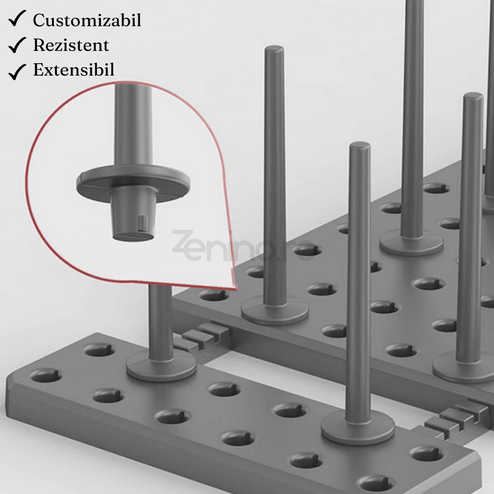 Kitchen Organization Rack, 6 Slots, for Lids, Pans, Adjustable Configuration, Easy to Clean, Gray