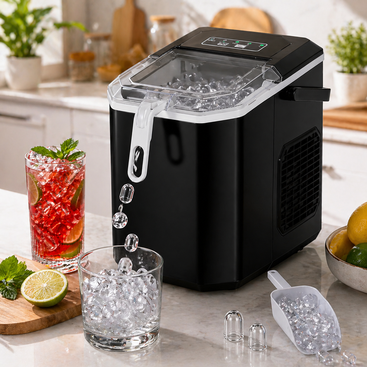 Aparat Cuburi Gheata, 2 Marimi, 12kg/zi, Rezervor 1.2L, Senzori Automati